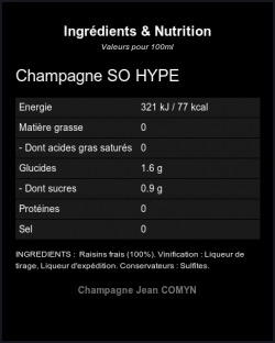 Champagne So Hype Blanc de Noirs - Ingrdients et Nutrition 