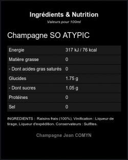 Champagne So Atypic Rose - Ingrédients et Nutrition  Champagne So Atypic Rose - Ingrédients et Nutrition